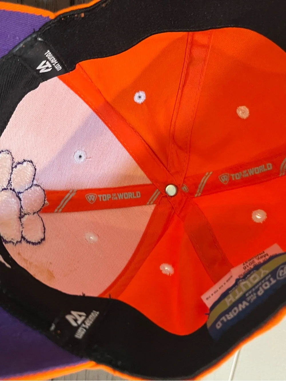 Kids Clemson Orange Paw Print Baseball Cap - Youth Hat